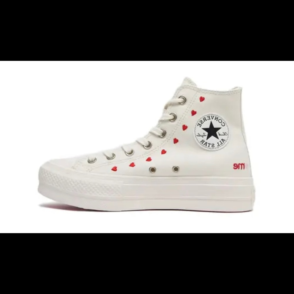 Converse Chuck  Crafted With Love Lift High White S 8 Sold Out valentine hearts